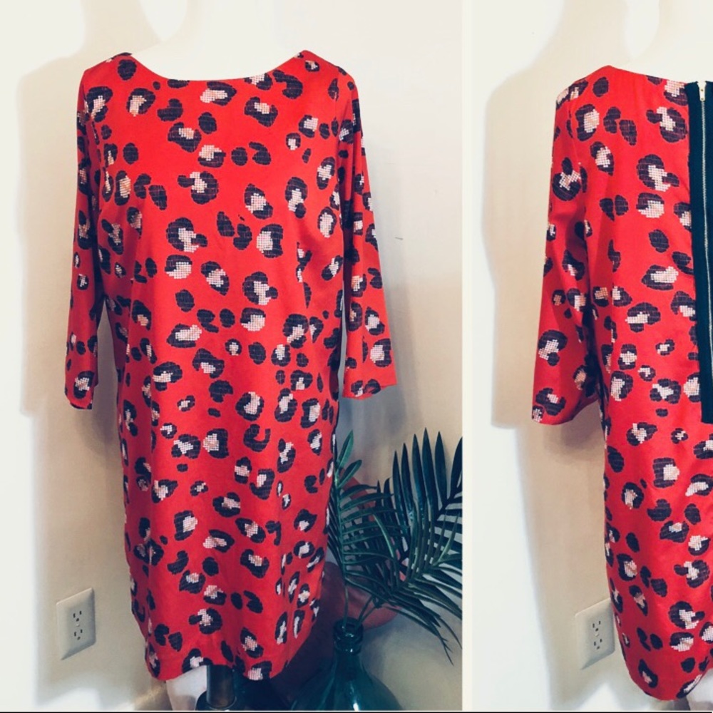 The Limited funky tomato red black spotted dress L